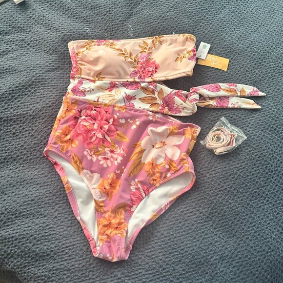 KONA SOL New NWT Strapless Cutout One Piece Swimsuit Size Medium 8-10 - Picture 2 of 10